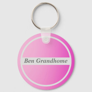Custom Name On Pink Gradient  Key Ring
