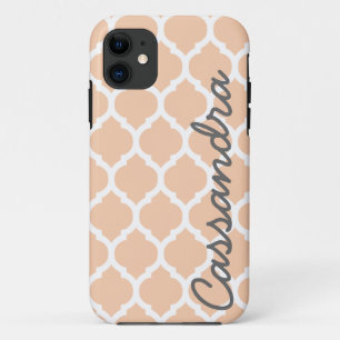Custom Name on Pink Moroccan Trellis iPhone 11 Case