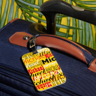 Custom Name on Yellow Typography Luggage Tag