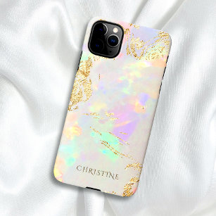 custom name opal stone design iPhone 15 plus case
