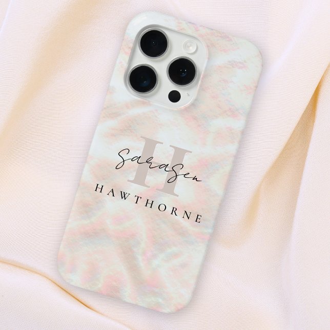 Custom Name Opal Stone Design Rose Gold Monogram Case-Mate iPhone Case (Creator Uploaded)