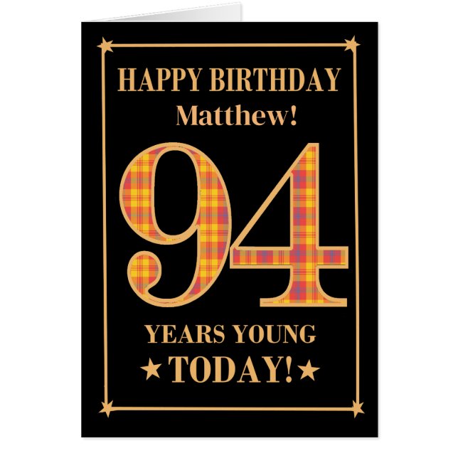 Custom Name or Relation 94th Birthday Tartan Card (Front)