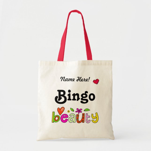 Custom Name or Text Beautiful Bingo Player Cute Tote Bag (Front)