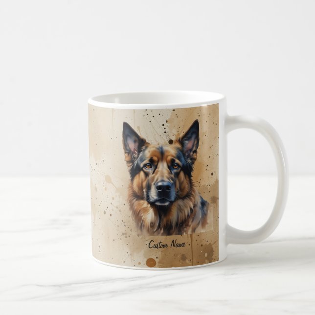 Custom Name or Text German Shepherd dog pet Coffee Mug (Right)
