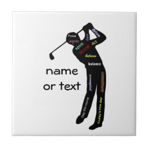 Custom Name or Text Golf, Sport Motivational Words Ceramic Tile