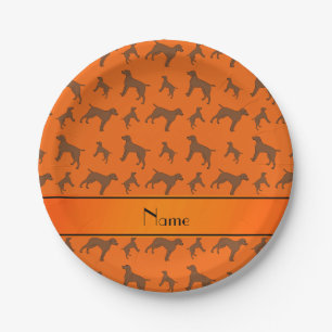 Custom name orange German shorthaired pointer dogs Paper Plate