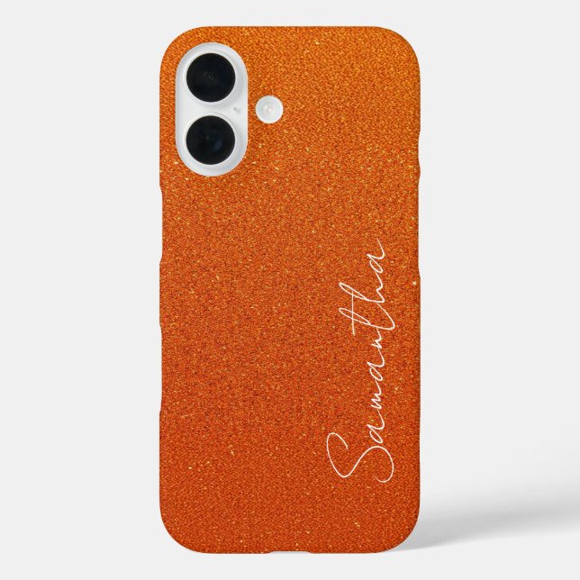 Custom Name Orange Glitter Case-Mate iPhone Case (Back)