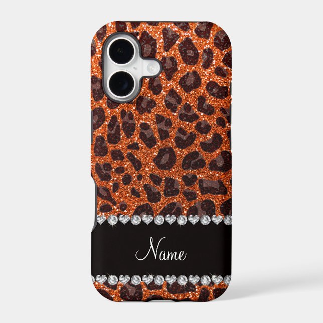 Custom name orange glitter leopard print (Back)