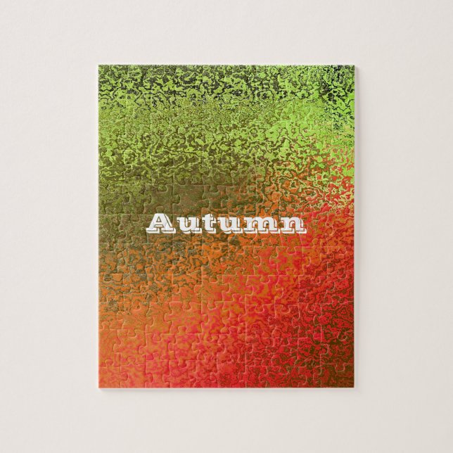 Custom Name Orange Green Abstract Gradient Art Jigsaw Puzzle (Vertical)