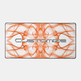 Custom Name Orange Smoke Symmetrical White Desk Mat
