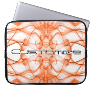 Custom Name Orange Smoke Symmetrical White Laptop Sleeve