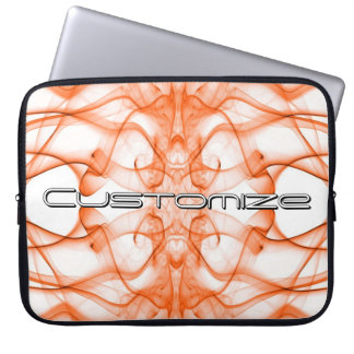 Custom Name Orange Smoke Symmetrical White Laptop Sleeve