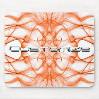 Custom Name Orange Smoke Symmetrical White Mouse Pad