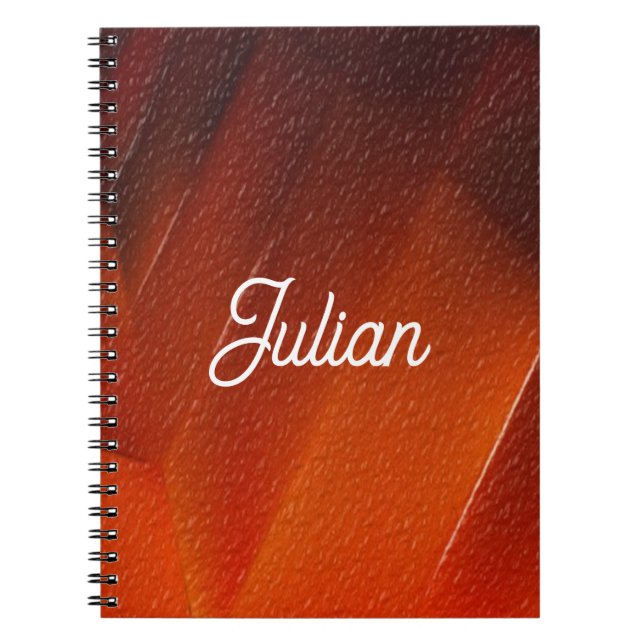 Custom name orange textured pattern notebook (Front)