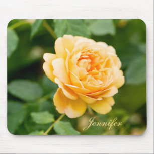 Custom Name Orange Yellow Rose Mouse Pad