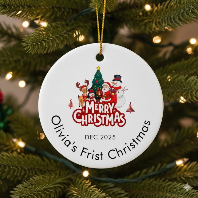 Custom Name Ornament, Baby's First Christmas Ceramic Ornament (Creator Uploaded)