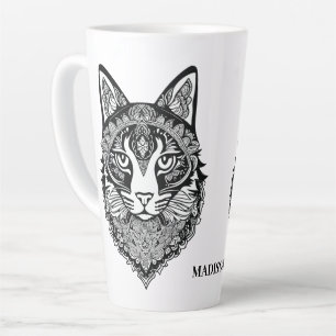 Custom Name Ornamental Cat Latte Mug