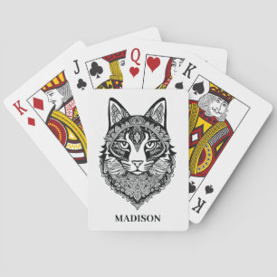 Custom Name Ornamental Cat Playing Cards