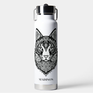 Custom Name Ornamental Cat Water Bottle