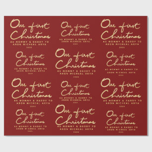 Custom Name  Our First Christmas as Mummy & Daddy Wrapping Paper