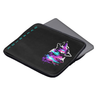 Custom Name Override Glitch Wolf Cyberpunk Laptop Sleeve