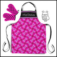 Custom Name Owl Eyes Hot Pink Geometric Pattern