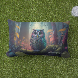 Custom Name Owl Forest Lumbar Cushion
