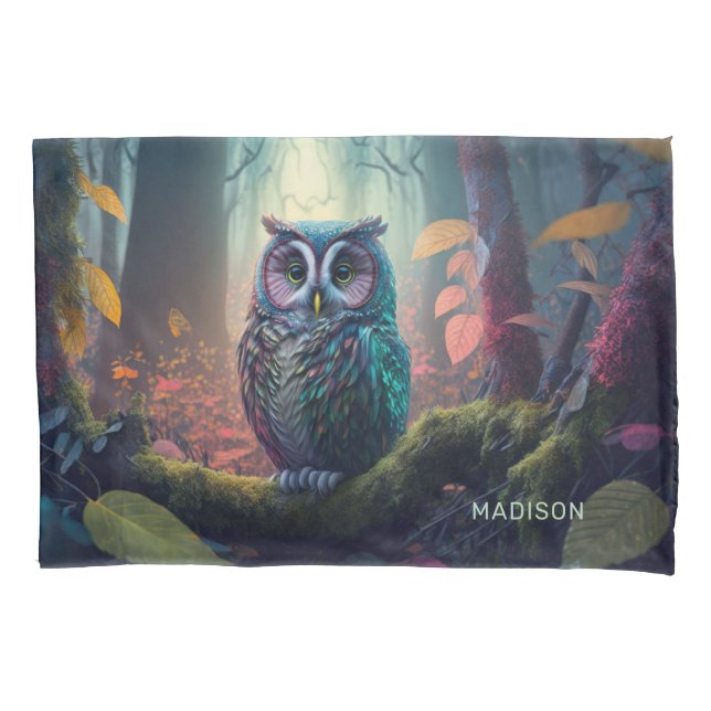 Custom Name Owl Forest Pillowcase (Front)