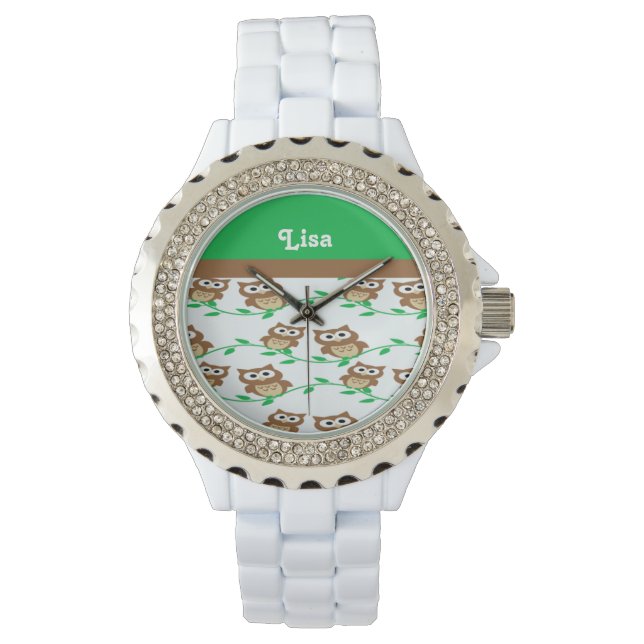 Custom name owls patterned watch (Front)