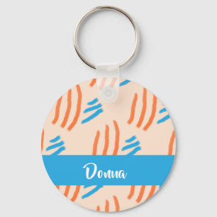 Custom name paint strokes patterned key ring