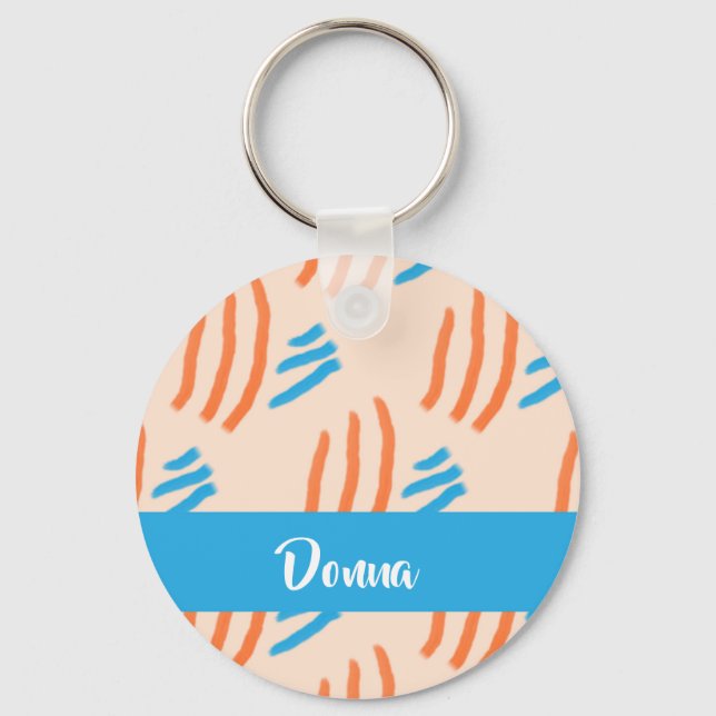 Custom name paint strokes patterned key ring (Front)