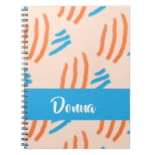 Custom name paint strokes patterned notebook