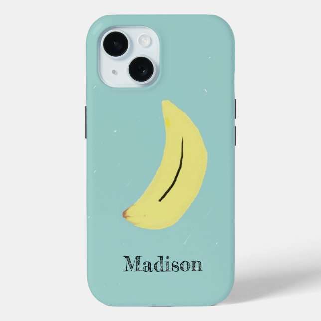 Custom name painted banana on blue Case-Mate iPhone case (Back)