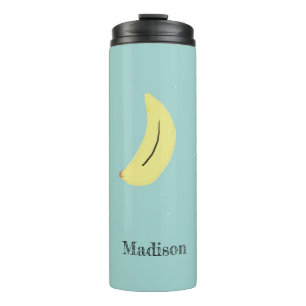 Custom name painted banana on blue thermal tumbler