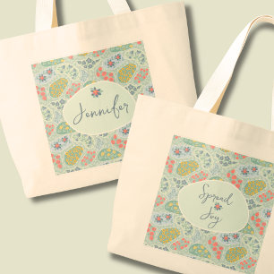 Custom Name Paisley Tote Bag   Spread Joy Design
