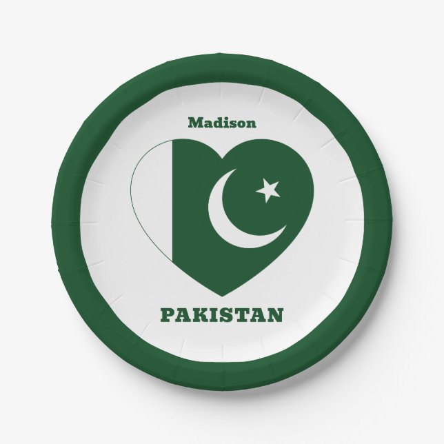 Custom Name Pakistan Paper Plate (Front)