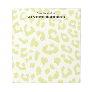 Custom Name Pale Green Leopard Print Notepad