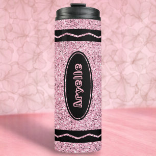 Custom Name Pale Pink Glitter Crayon Drink Tumbler