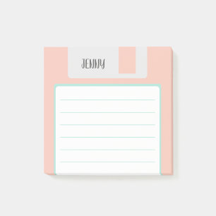 Custom Name Pastel Floppy Disc, Y2K Aesthetic Post-it Notes