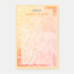 Custom Name Pastel Orange Pink Yellow Floral Post-it Notes