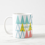 Custom Name Pastel Pattern Coffee Mug<br><div class="desc">Customise this bright and cheerful mug for yourself or for a special friend.
The geometric design in coral,  teal and yellow is simple,  stylish,  girly and trendy.</div>