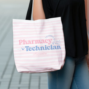 Custom Name Pastel Pharmacy Technician Tote Bag