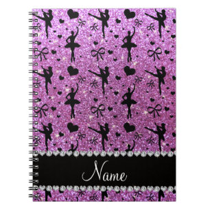 Custom name pastel purple glitter ballerinas notebook