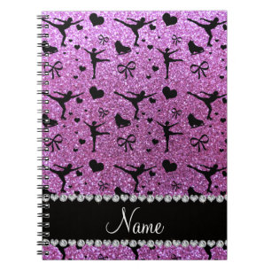Custom name pastel purple glitter figure skating notebook