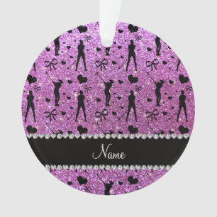 Custom name pastel purple glitter golf hearts bows ornament