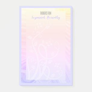 Custom Name Pastel Rainbow Floral and Vines Post-it Notes