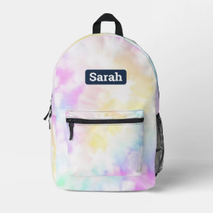 Custom Name Pastel Tie Dye Backpack