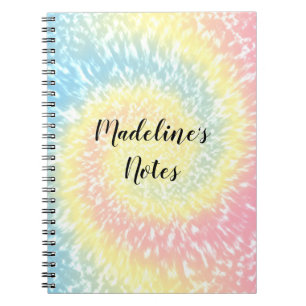 Custom Name Pastel Tie Dye Hippy Swirl Notebook