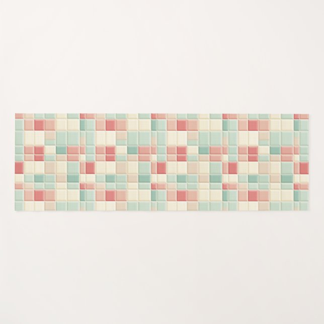 Custom Name Pastels pattern Faux Ceramic Tiles Yoga Mat (Front (Horizontal))