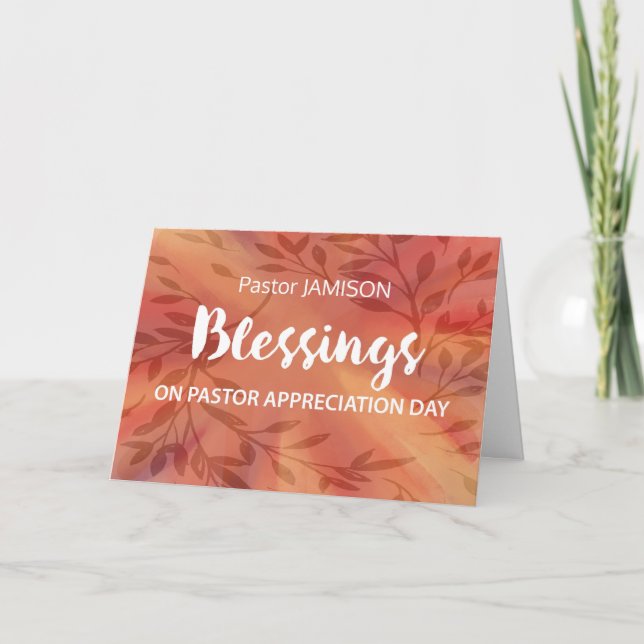 Custom Name Pastor Appreciation Day Blessings Card (Front)